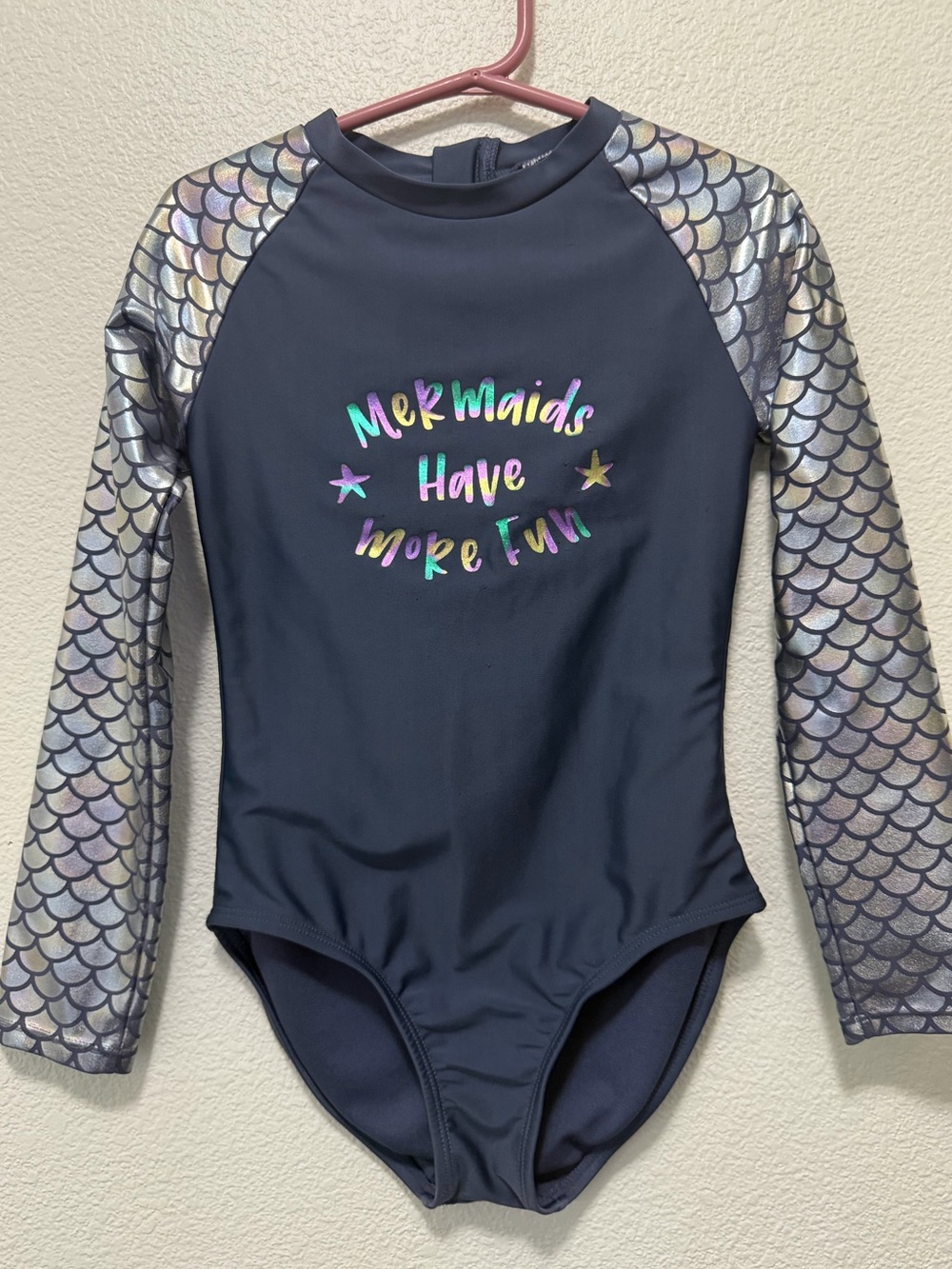More Than Magic girl's rashguard swimwear, iridescent mermaid, size 6/6x